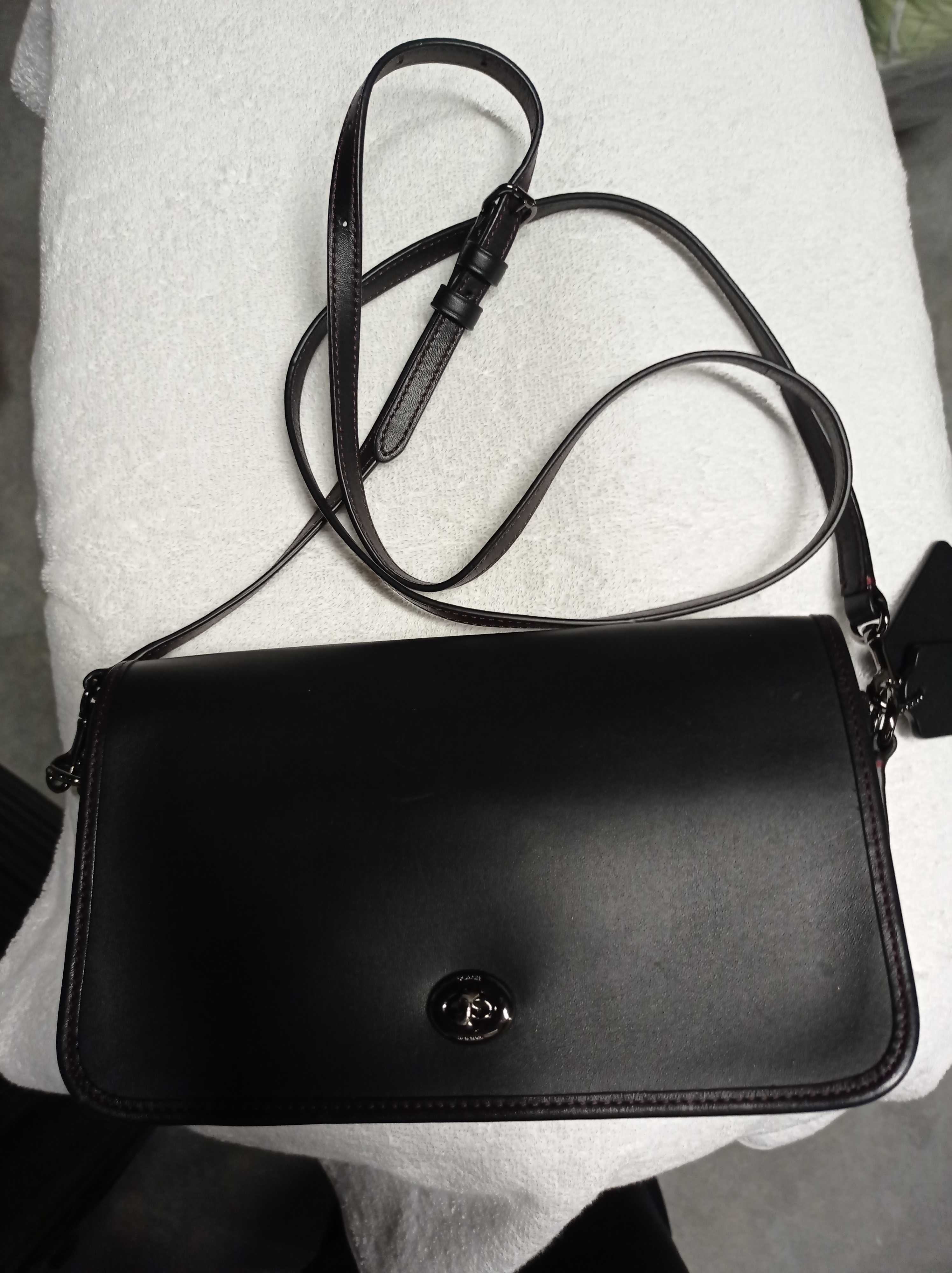 COACH Mala de ombro em Preto/Coach smooth leather crossbody