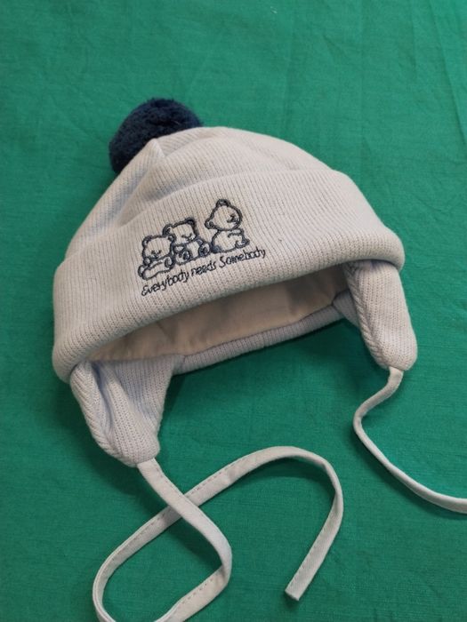 Czapeczka niebieska niemowlęca zimowa r.36