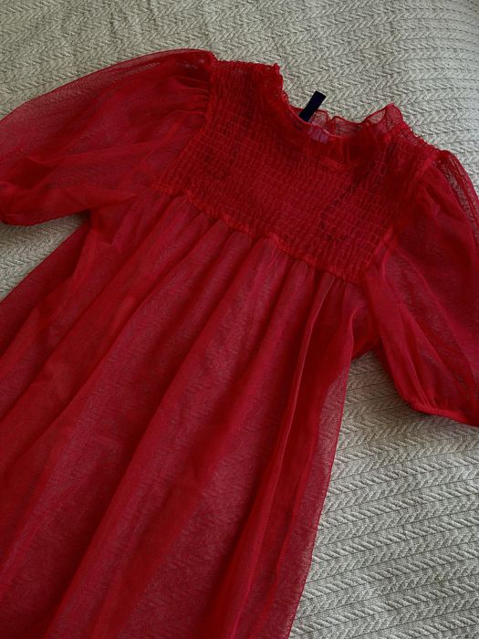 Червоне плаття в сіточку