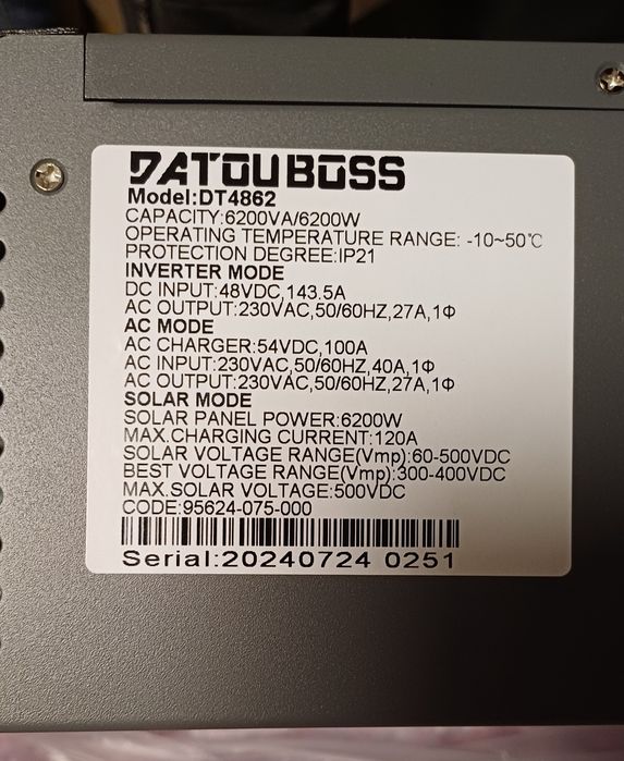 Терміново. Інвертор DATOU BOSS 6,2 кВт, 48 В