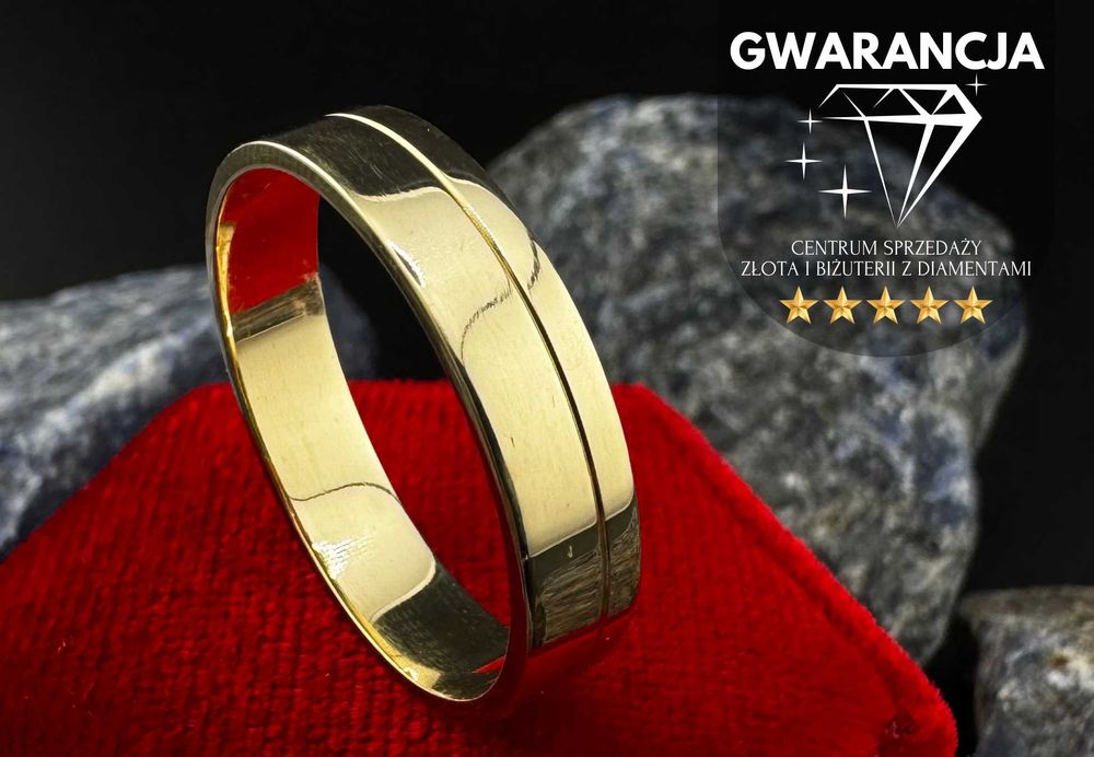 Złota Obrączka z Delikatnym Frezem | JAK NOWA | 585 | 5.18g