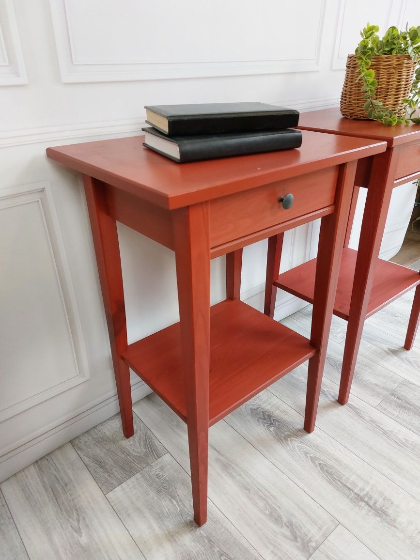 Drewniane szafki nocne Ikea Hemnes czerwone