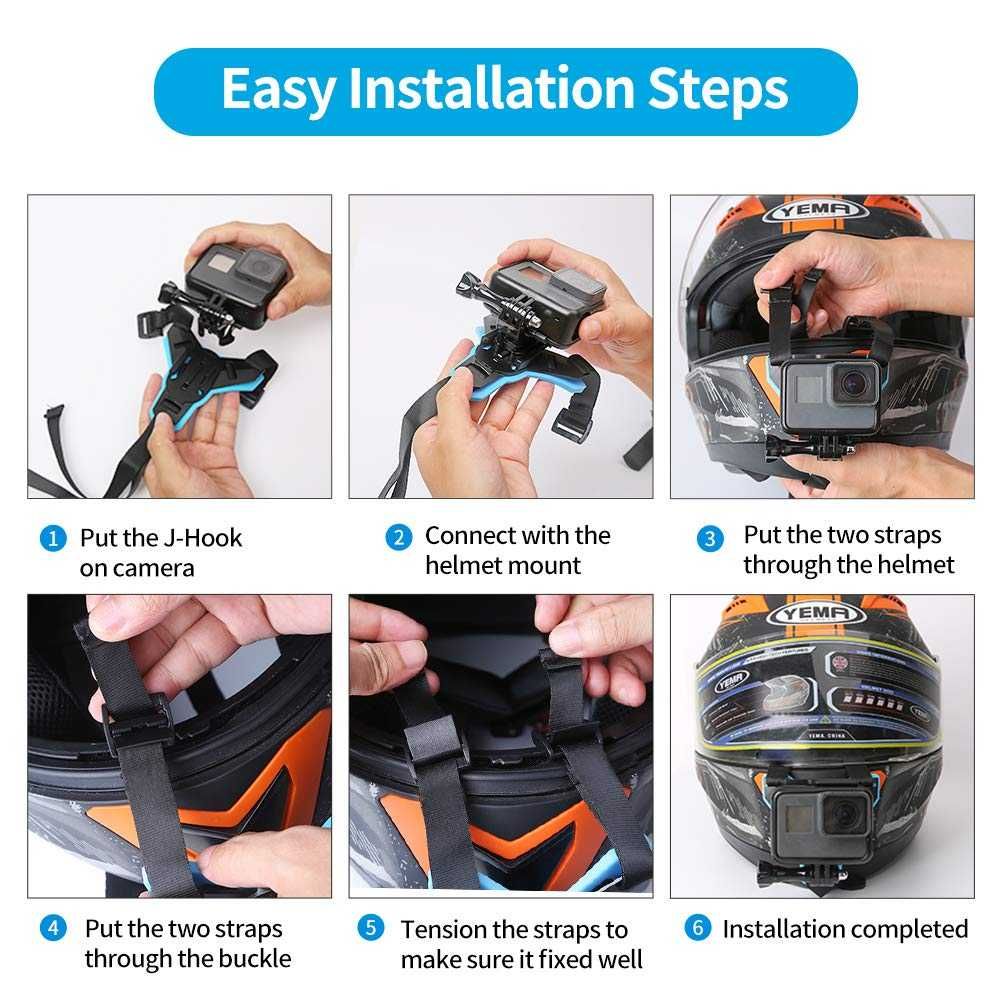 Uchwyt TELESIN do GoPro Insta360 DJI OSMO Action na kask motocyklowy