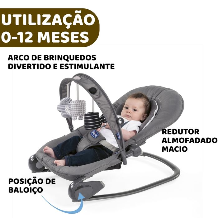 Espreguiçadeira Chicco Hoopla Moon Grey, como nova