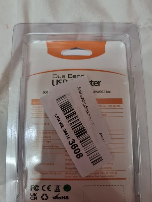 Karta sieciowa bezprzewodowa  WIFI USB AC 600MBPS 2.4/5GHZ DUAL BAND A