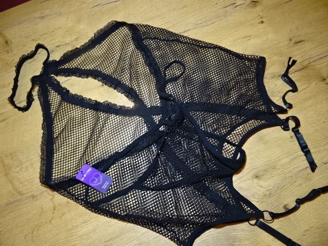 Lovehoney śliczny gorset siatka + stringi nowe 44-46