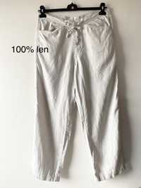 Lniane bezowe spodnie szerokie płócienne bezowe