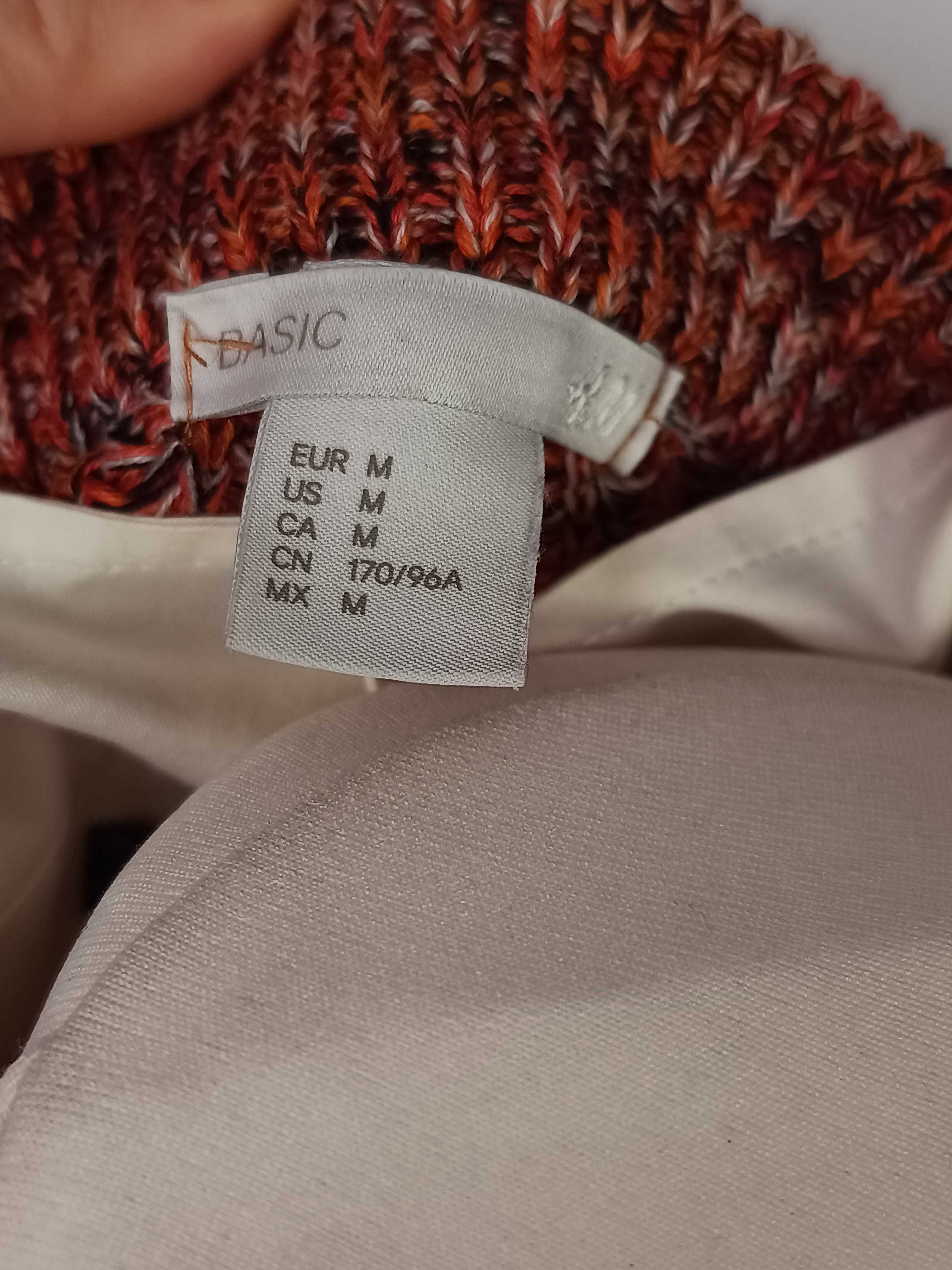 Brązowy czerwony sweter bawełniany damski H&M 38 M