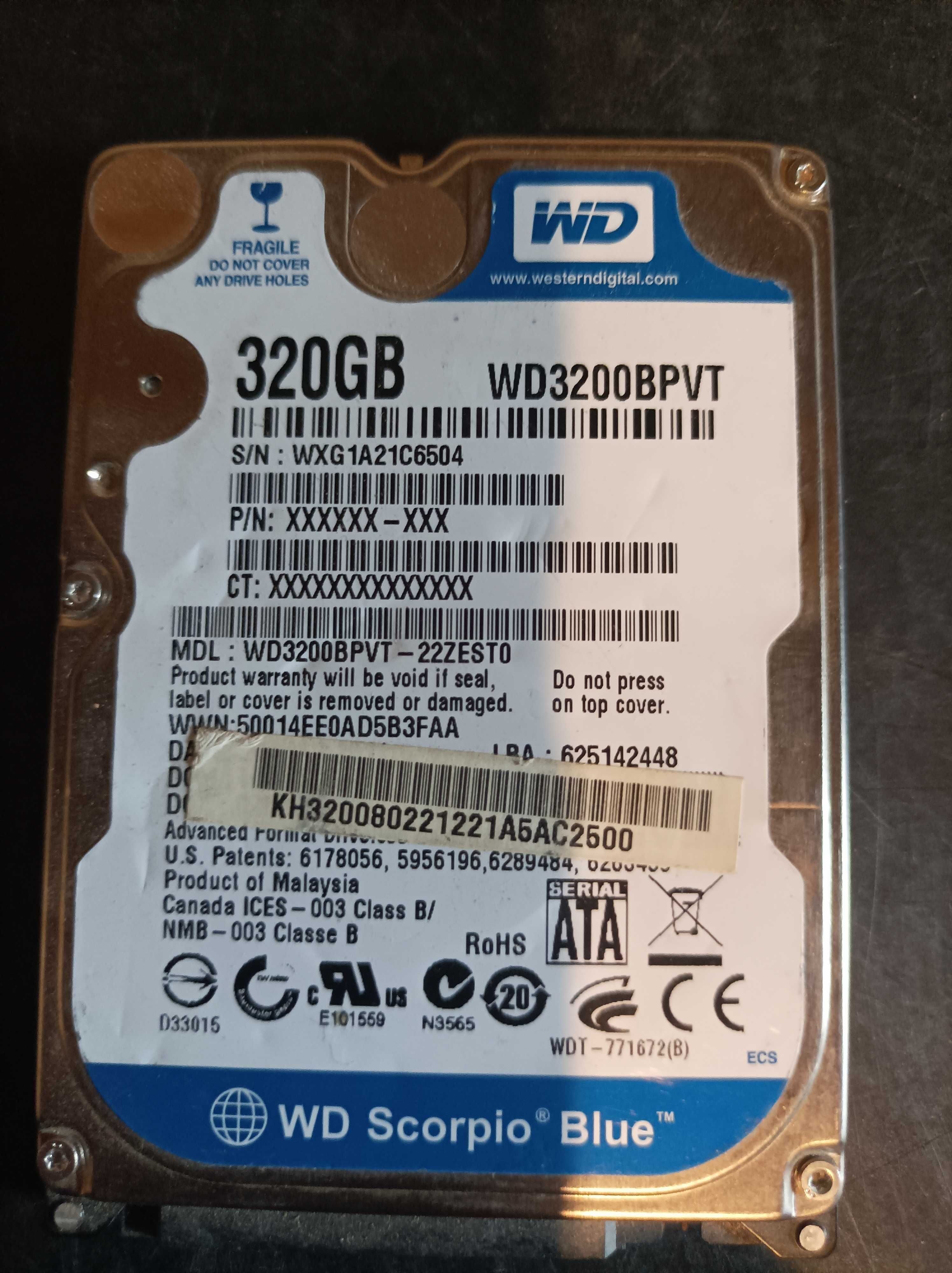 Жесткий диск HDD 2.5" 320 Гб SATA-II Western Digital WD3200BPVT