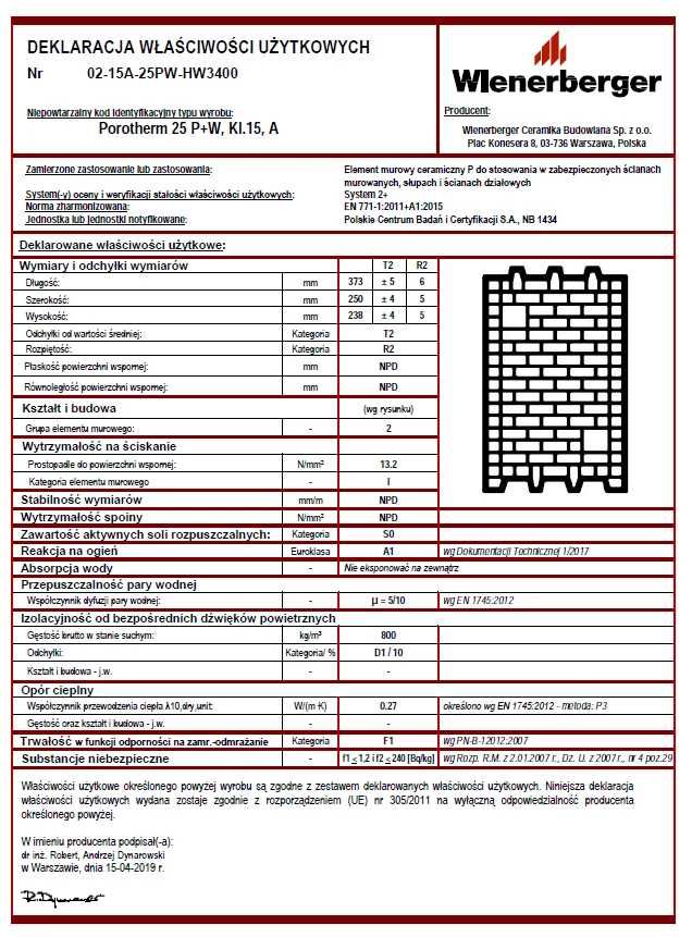 Pustak ceramiczny 25 Porotherm Wienerberger