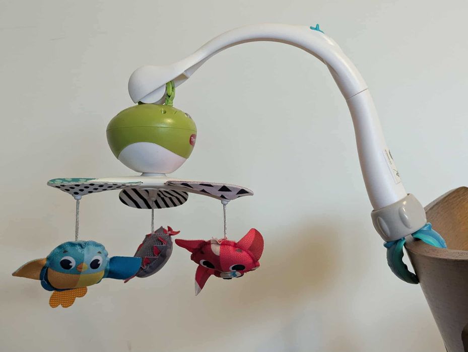 karuzela tiny love, podróżna, zabawa na łące