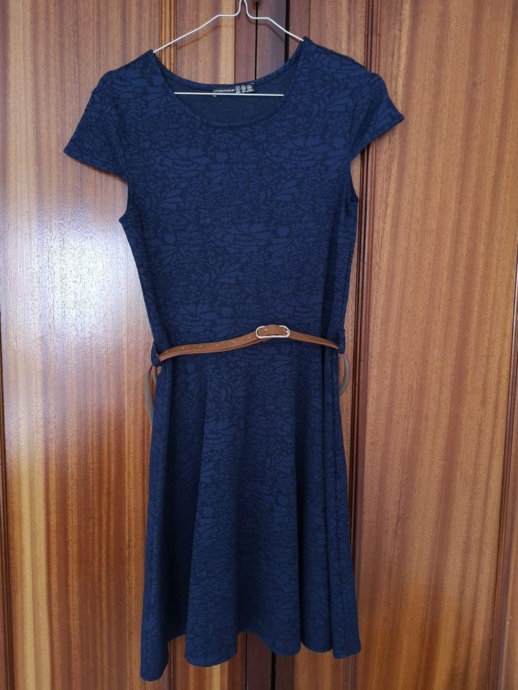 Vestido Azul com cinto