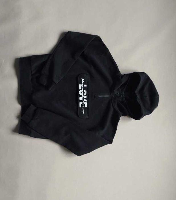 Bluza z kapturem czarna bawełniana LOVE H&M 140-146 cm 10 - 11 lat