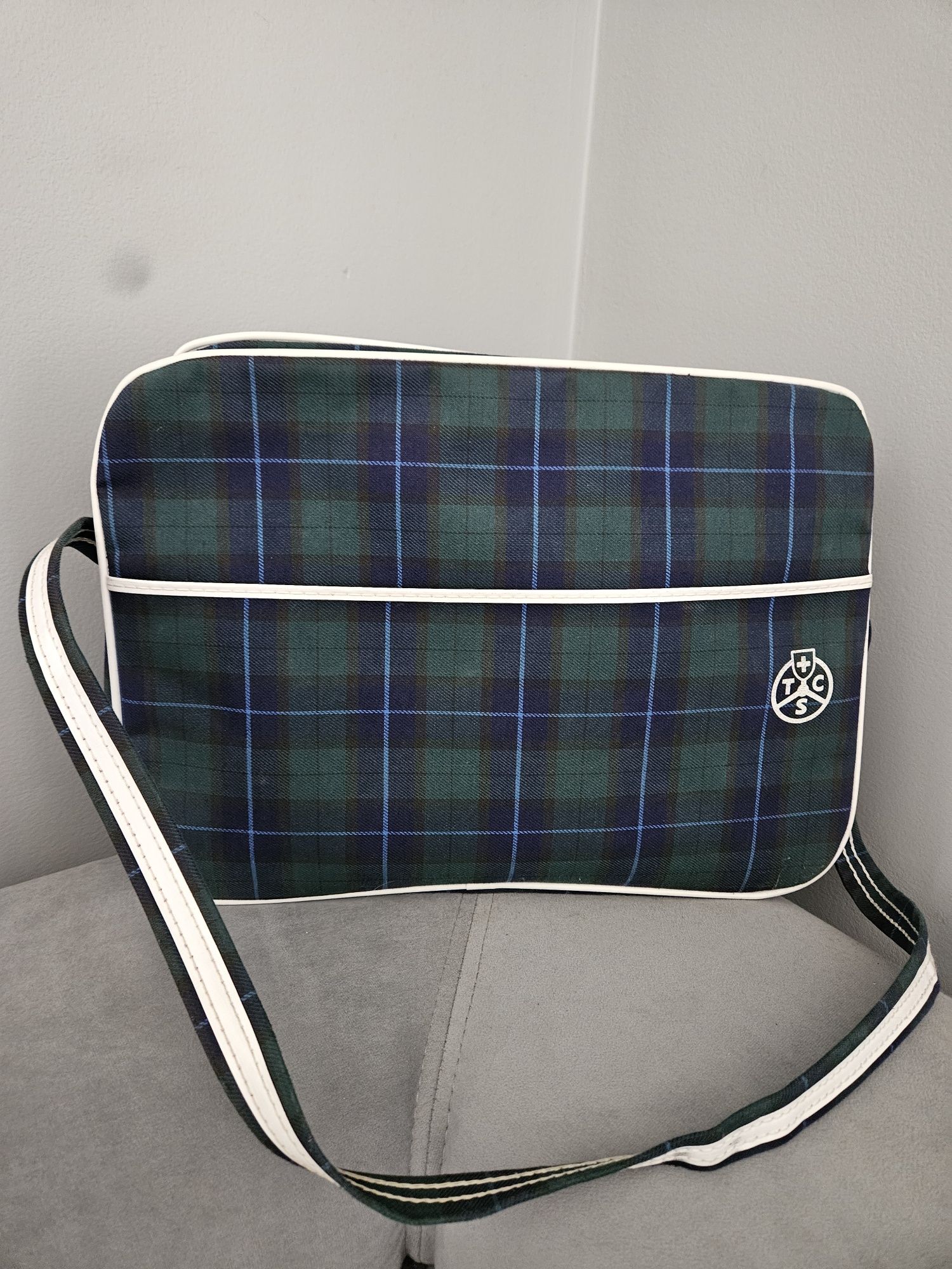 Torba w kratę vintage duża