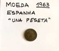 Moeda 1963 Espanha Una Peseta