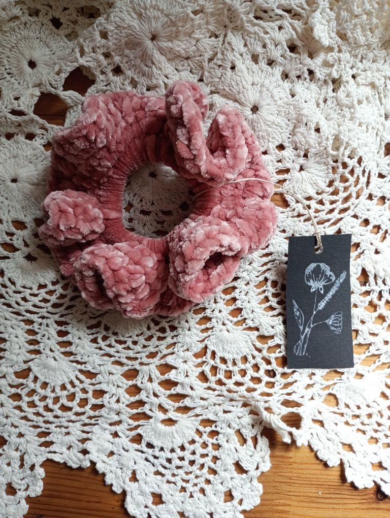 Gumka do włosów handmade pudrowy róż
