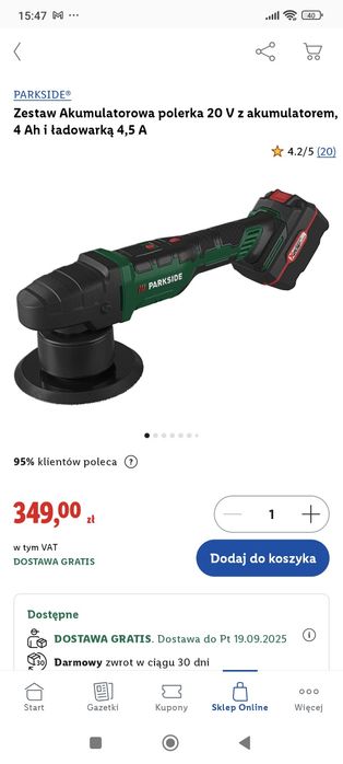 Zestaw akumulatorowa polerka parkside 20v