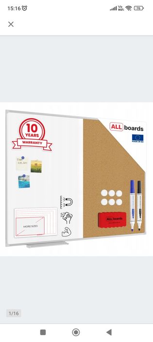 Sprzedam tablice suchościeralną korków magnetyczną