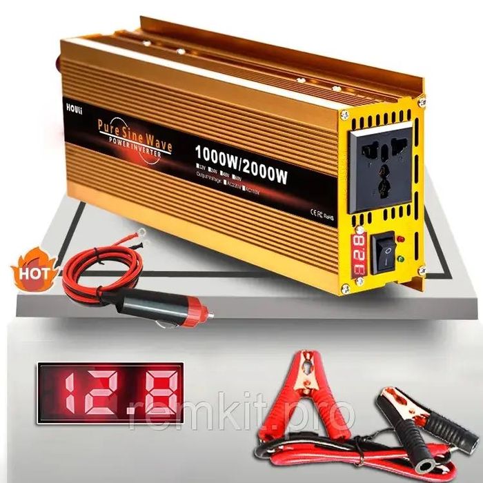 Інвертор 1000 / 2000 W Huoli чиста синусоїда 12в 220в