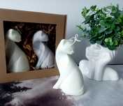 Świeca sojowa i figurka z gipsu ceramicznego Kot Kotek Zestaw Różne