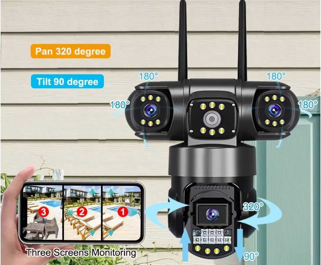 Kamera IP V380 Pro WiFi  12MP/3 obiektywy/ noktowizor kamery CCTV