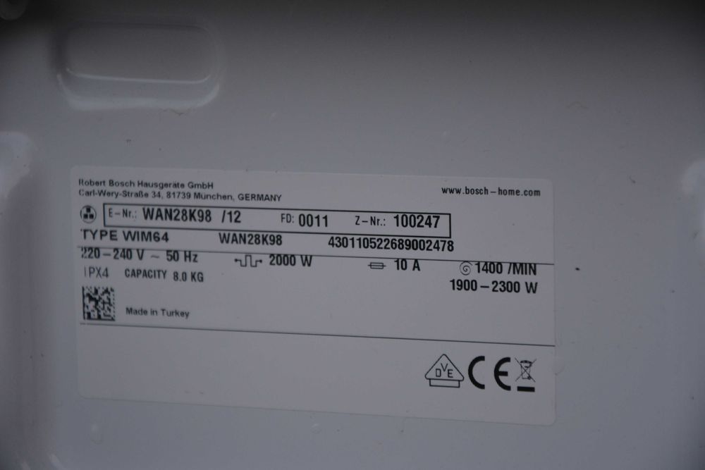 Pralka BOSCH WAN28K98 (8kg, 1400obr.)