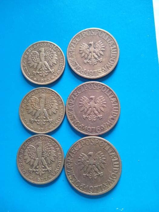 Monety z PRL  2zl 75-77 .     5 zl  75-77 rok.