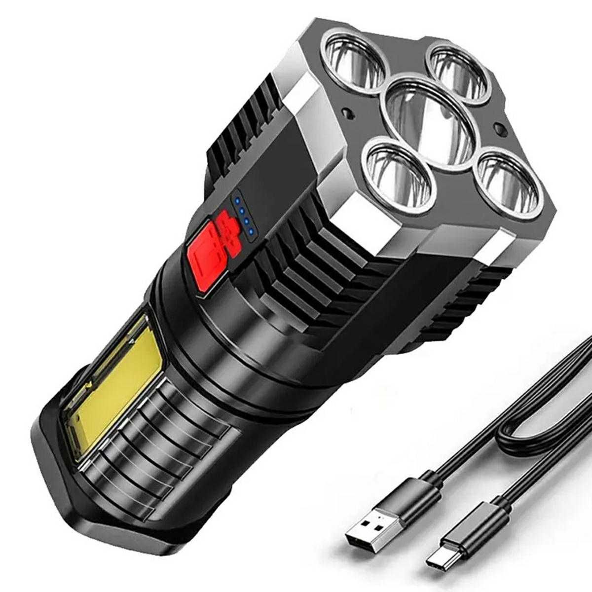 NOWE Akumulatorowa latarka LED taktyczna survival boczne podświetlenie