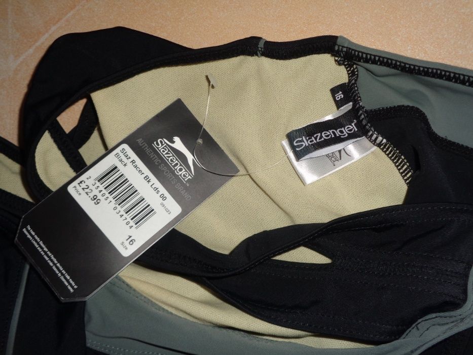 SLAZENGER czarny jednoczęściowy NOWY sportowy strój kąpielowy SIZE 16