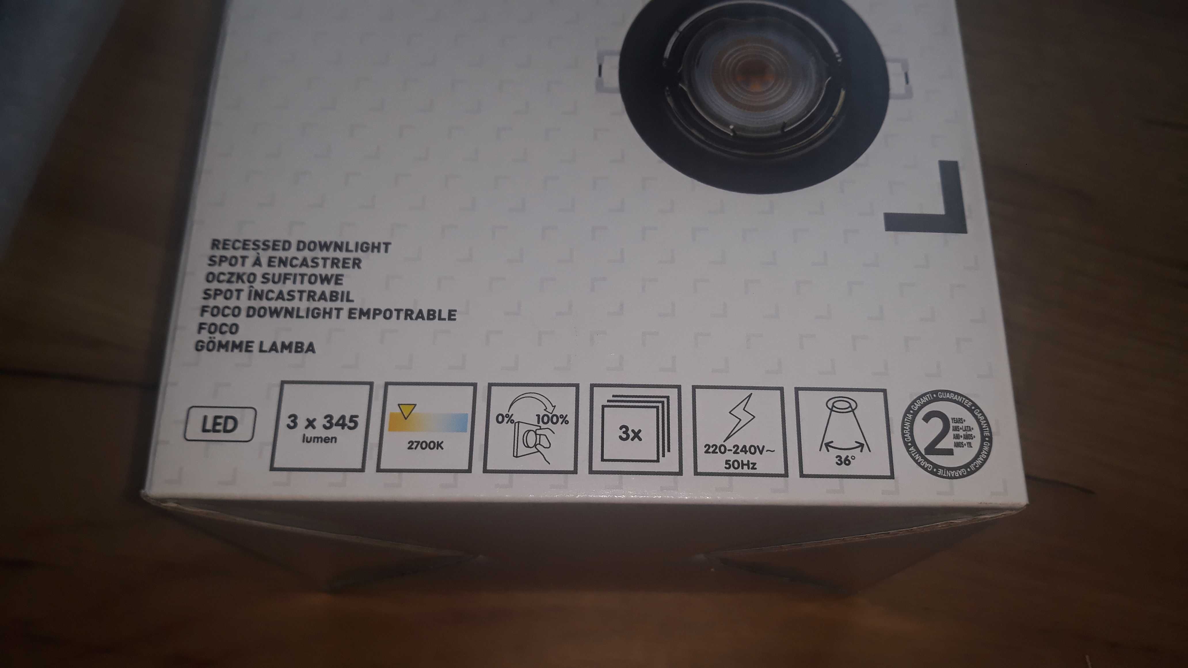 Oprawa sufitowa kinkiet wpuszczany czarna GU10 halogen 3 sztuki lampa