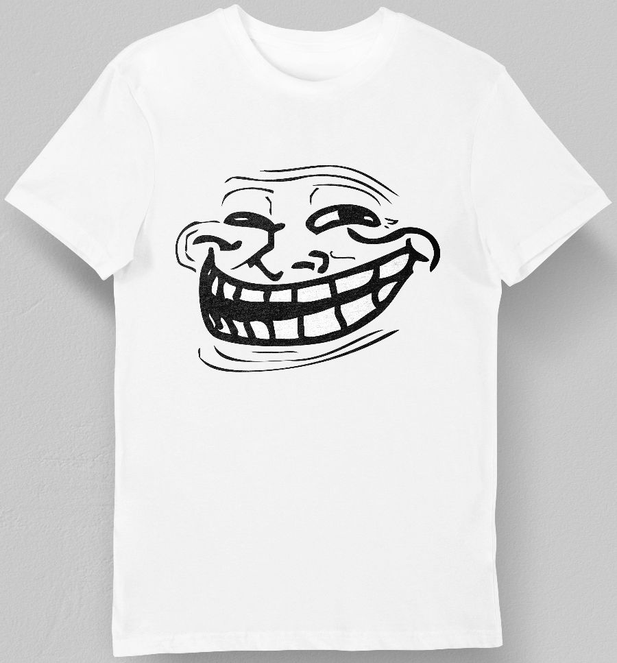 Koszulka męska mem trolling face biała XL