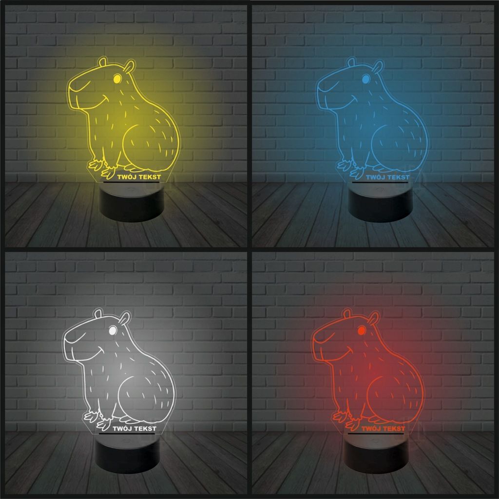 Lampka nocna na biurko 3d led imię grawer KAPIBARA