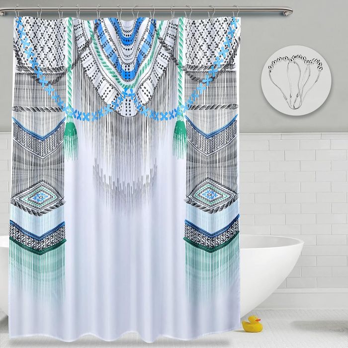 Vicyak Zasłona Prysznicowa z Tkaniny Biała Wodoodporna 183x183 cm