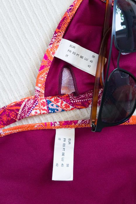 Piękne bikini boho czerwone pomarańczowe strój kąpielowy kolorowe