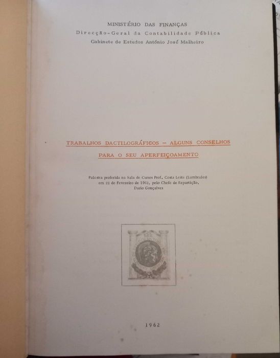 Ministério das Finanças - trabalhos dactilograficos - 1962