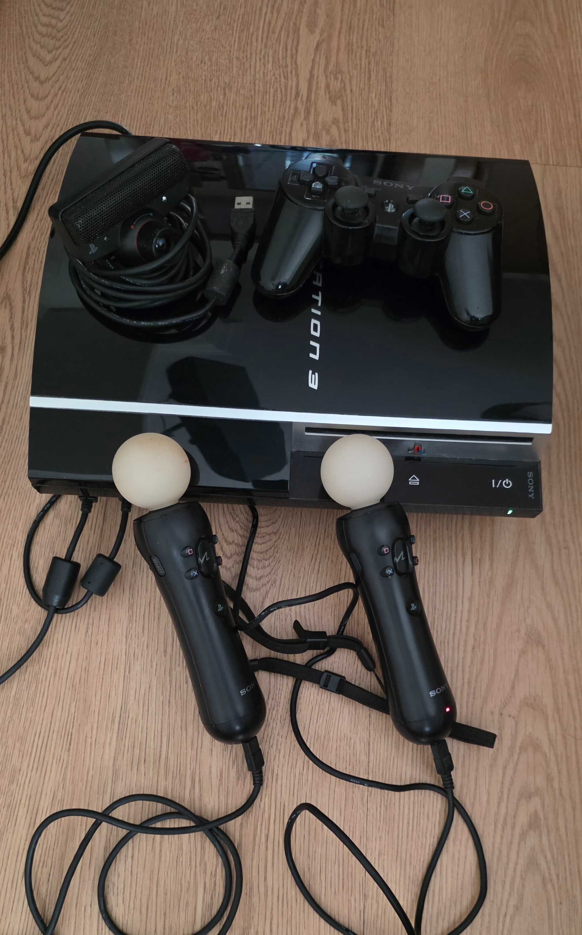 Playstation 3 Fat+ 1 comando + kit camera e 2 comandos playstatin move