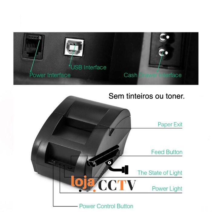 Impressora térmica para POS ou para PC (USB) Nova 60mm / 58 - QRCode