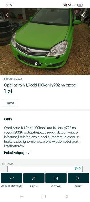 Opel astra h 1.9 cdti części