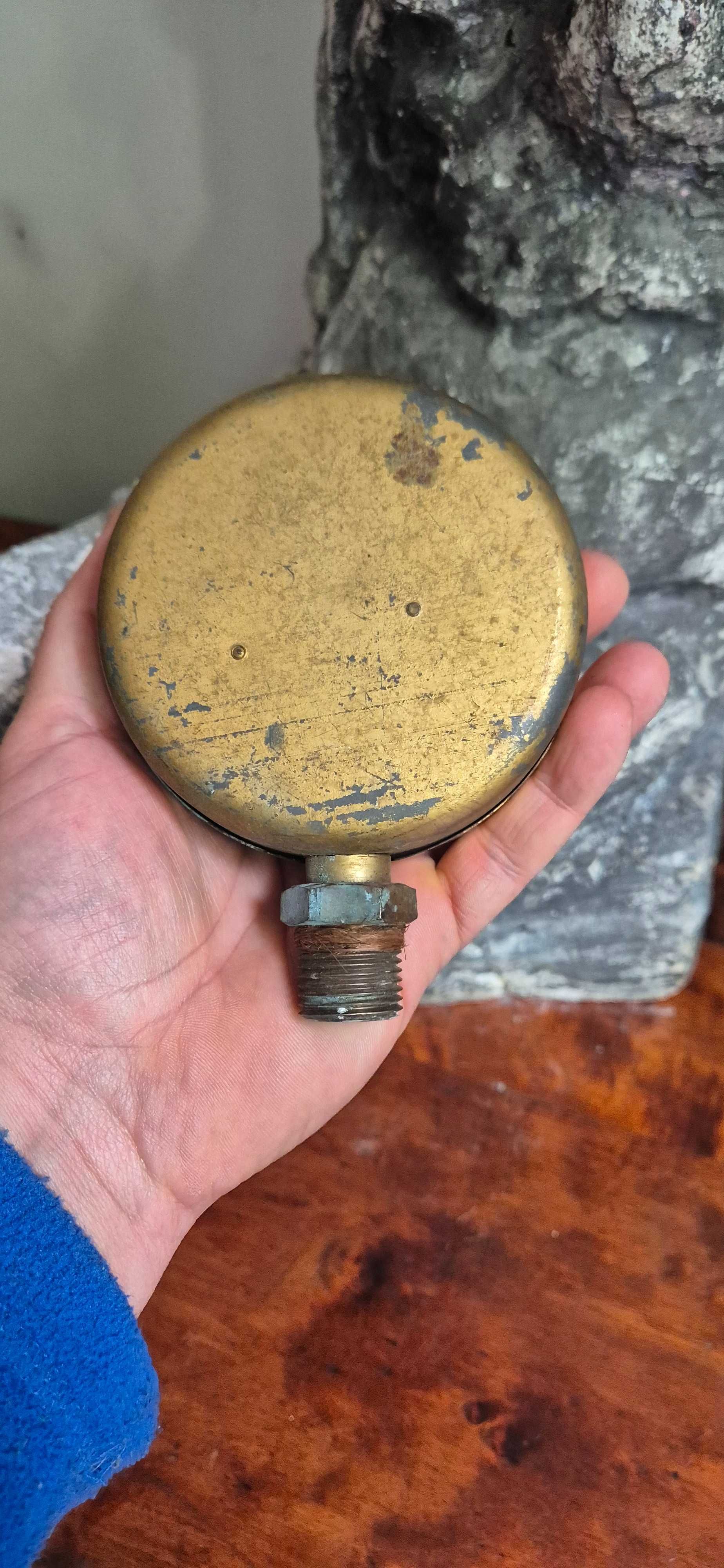 Mosiężny manometr antyk vintage EMPEO  dekor techniczny industrial