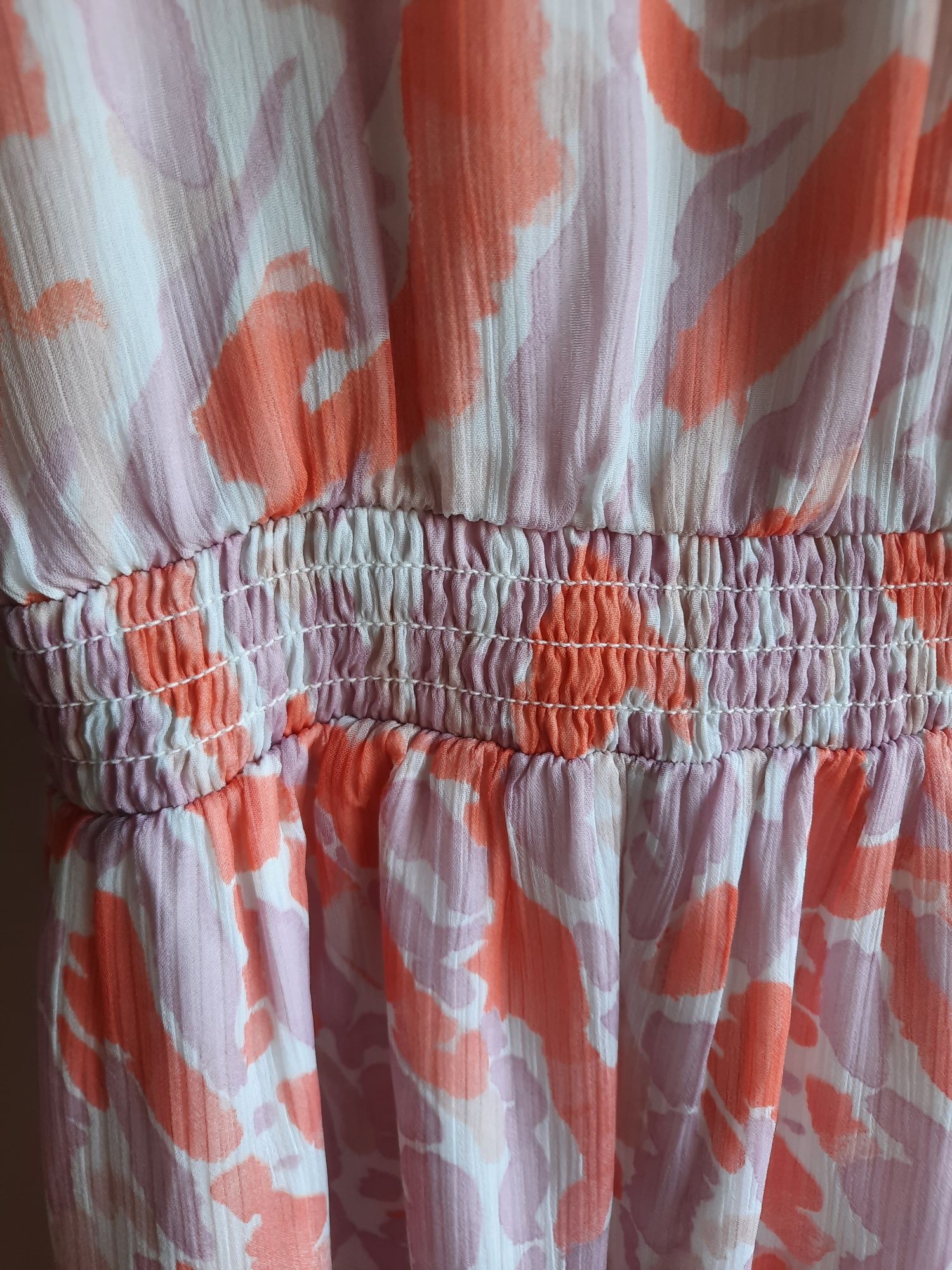 Vestido comprido lilás e coral da Tiffosi