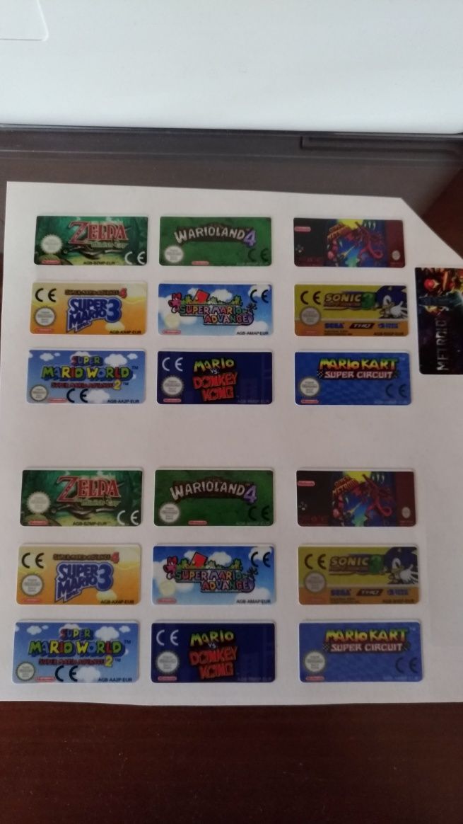 Label, autocolante  para jogos game boy gameboy novos adicionados