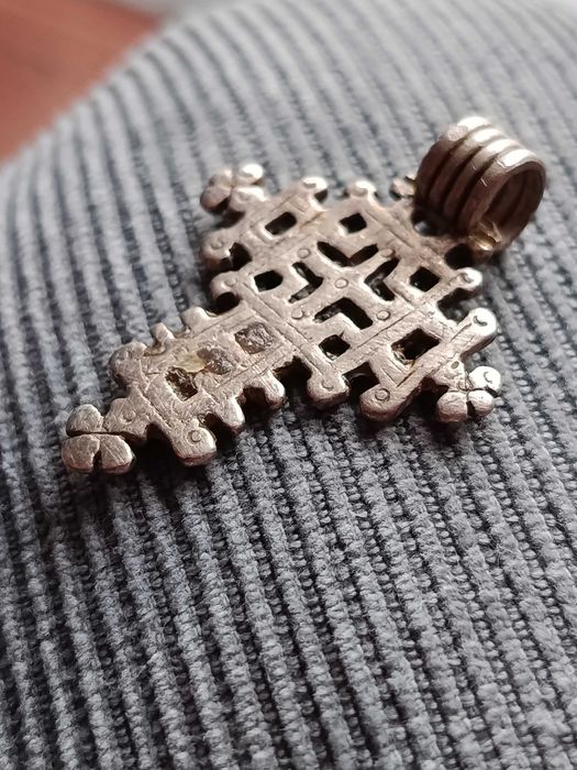 Cruz Prata Testada Copta Etiópia Séc XIX 4,1 cm 6,9 gr. Original