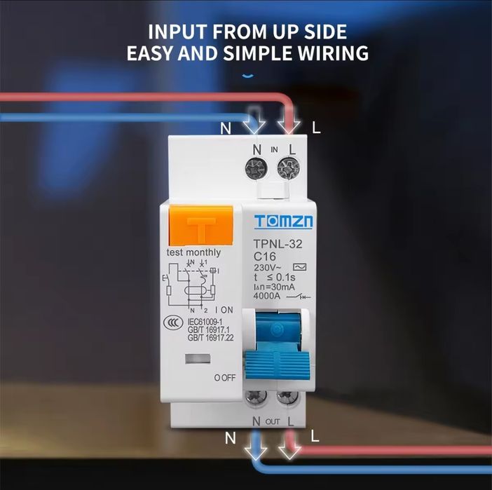 Автомат диференціальний 20А 30мА, дифавтомат АС, TOMZN TPNL-32-C20