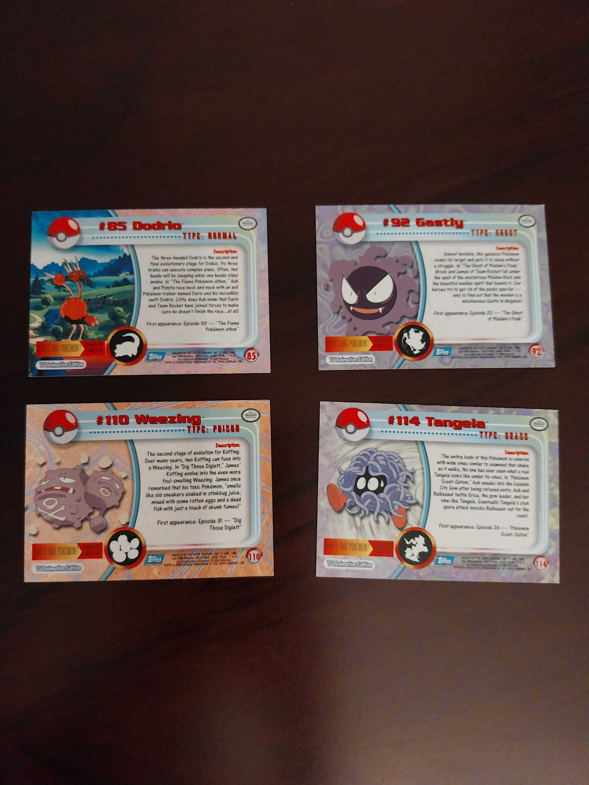 Lote 4 cartas Pokemon TV Animation Edition