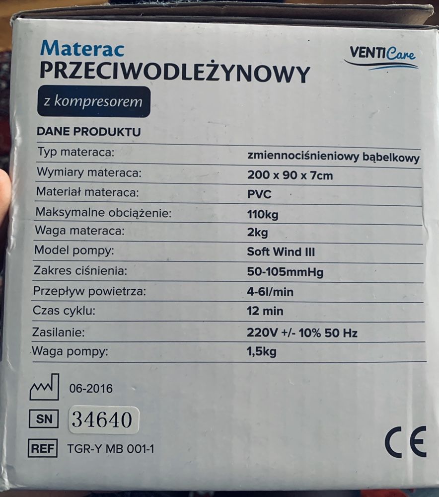 Materac przeciwodleżynowy zmiennociśnieniowy bąbelkowy z kompresorem