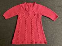 Dzianinowa sukienka tunika czerwona świąteczna 68