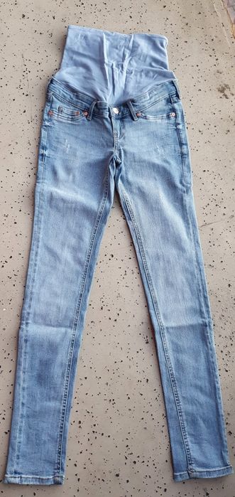 H&M spodnie jeansy ciążowe szeroko pas XS S