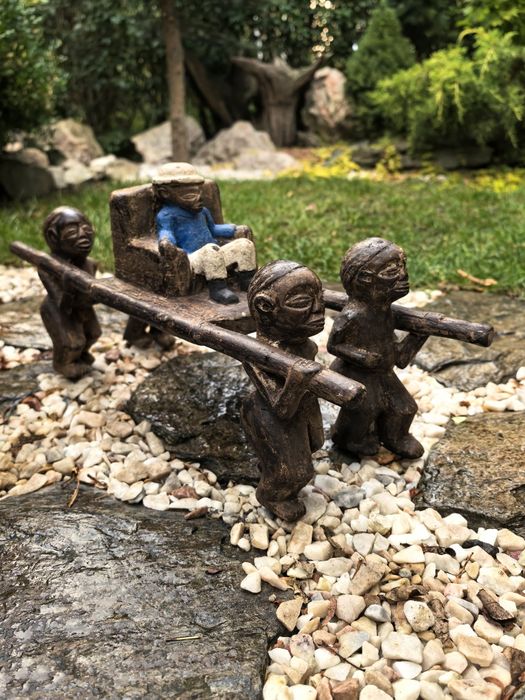 Rękodzieło z Afryki, figura drewniana, lektyka, styl etniczny UNIKAT