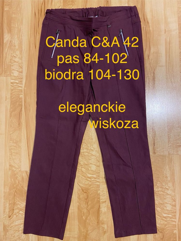 Canda C&A 42 XL damskie eleganckie spodnie bordowe wiskoza