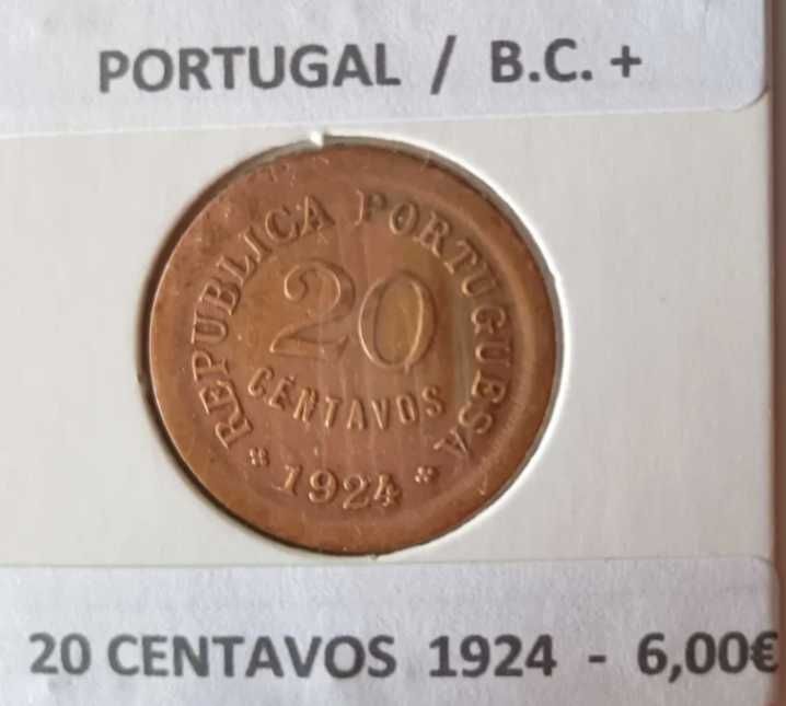 2 Moedas 20 Centavos da 1ª República Portuguesa (Emissão Anual Bronze)